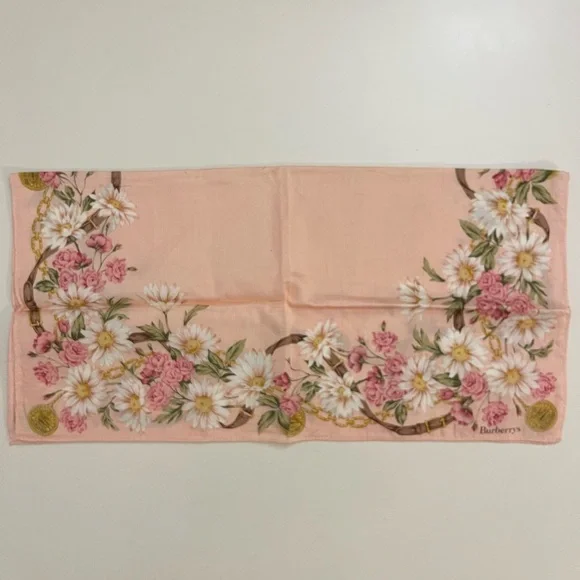 Vintage Burberrys Floral Cotton Handkerchief – Blush Pink - Picture 5 of 8
